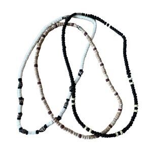 Set of Three 90s Y2K Beachy Heishi Choker Necklaces
